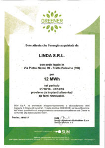 energia rinnovabile, greener, linda, sum spa, sum s.p.a.